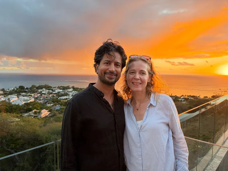Pratik and Céline at sunset