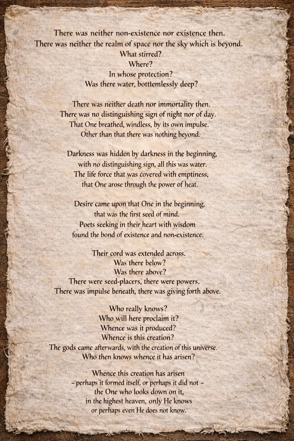 Rig Veda poem on parchment